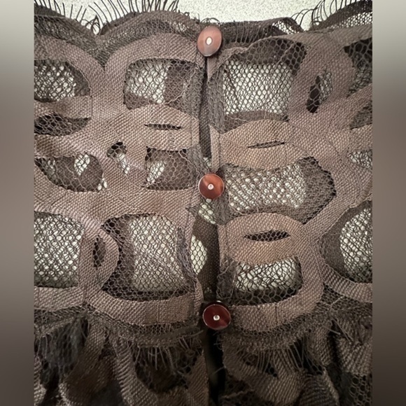 Robert Rodriguez Off The Shoulder Top Lace Over Silk Brown Sz 0 - Picture 11 of 11